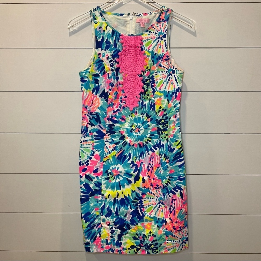 Lilly Pulitzer Adara Sleeveless “Dive In” Shift Dress Womens Size 0